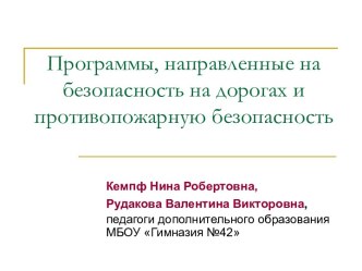 Программы, направленные на безопасность на дорогах и противопожарную безопасность