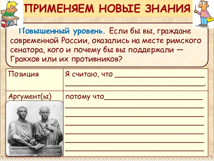 Повышенный уровень. Если бы вы, граждане современной России, оказались на месте римского