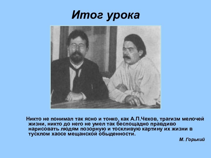 Итог урока    Никто не понимал так ясно и тонко,