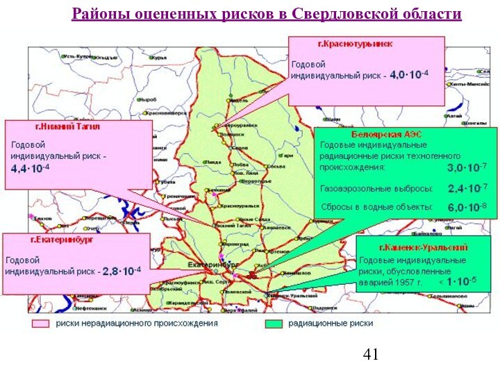 Районы оцененных рисков в Свердловской области