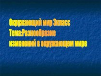 Разнообразие изменений в окружающем мире