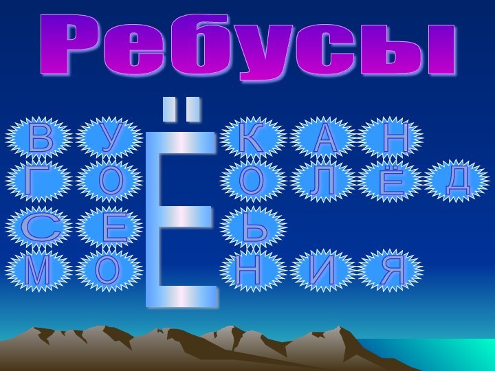 РебусыËВУКАНГООЛЁДЕСЬМОНИЯ