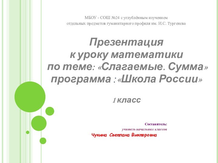 МБОУ - СОШ №24 с углублённым изучениемотдельных предметов гуманитарного профиля им. И.С.