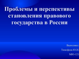 Проблемы и перспективы становления правового государства в России