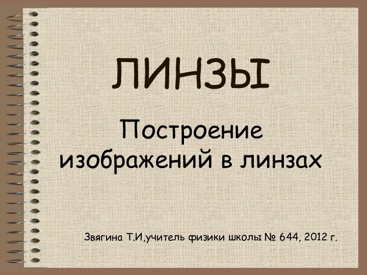 ЛИНЗЫЗвягина Т.И,учитель физики школы № 644, 2012 г.Построение изображений в линзах