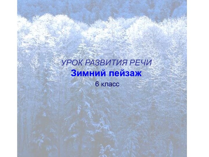 Зимний пейзажУРОК РАЗВИТИЯ РЕЧИ 6 классУРОК РАЗВИТИЯ РЕЧИЗимний пейзаж 6 класс