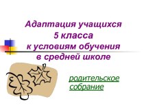 Адаптация учащихся 5 класса к условиям обучения в средней школе