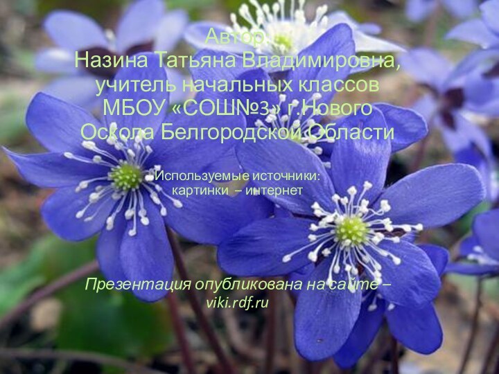 Автор:Назина Татьяна Владимировна, учитель начальных классов МБОУ «СОШ№3» г.Нового Оскола Белгородской ОбластиИспользуемые