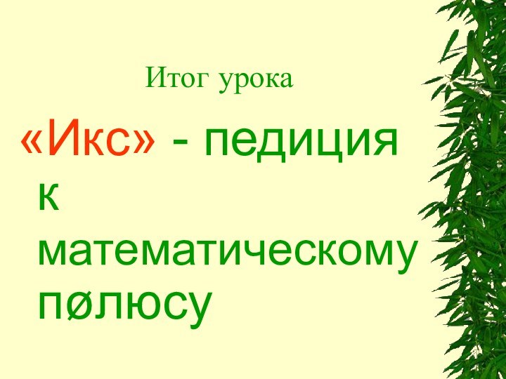 Итог урока«Икс» - педиция к математическому пøлюсу