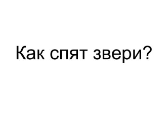 Как спят звери?