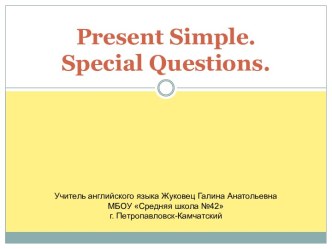 Present Simple. Special Questions.