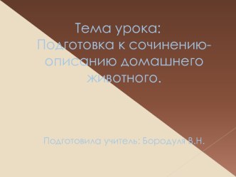 Подготовка к сочинению- описанию домашнего животного