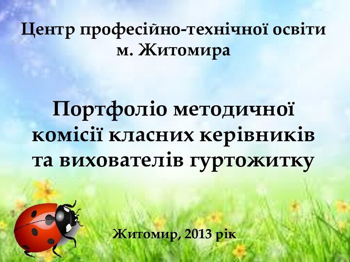 Портфоліо методичної комісії класних керівників  та вихователів гуртожиткуЖитомир, 2013 рікЦентр професійно-технічної освіти м. Житомира