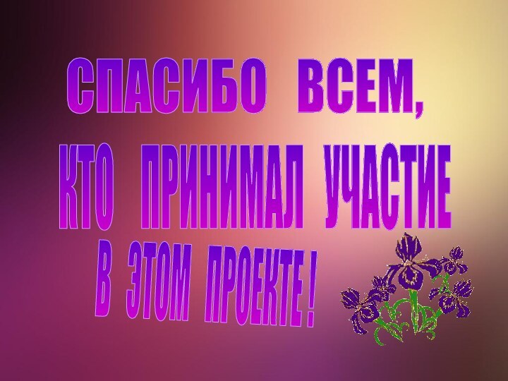 СПАСИБО  ВСЕМ, КТО  ПРИНИМАЛ  УЧАСТИЕ  В  ЭТОМ  ПРОЕКТЕ !