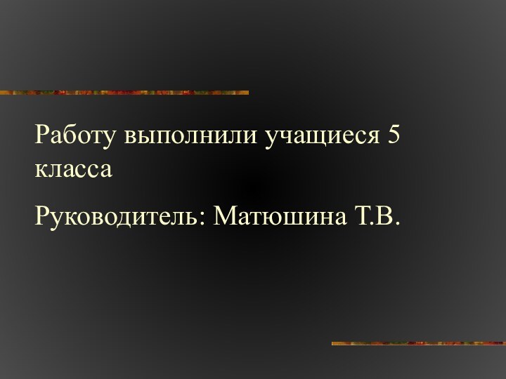 Работу выполнили учащиеся 5 классаРуководитель: Матюшина Т.В.