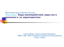 Виды взаимодействий, сил в механике и их характеристика.