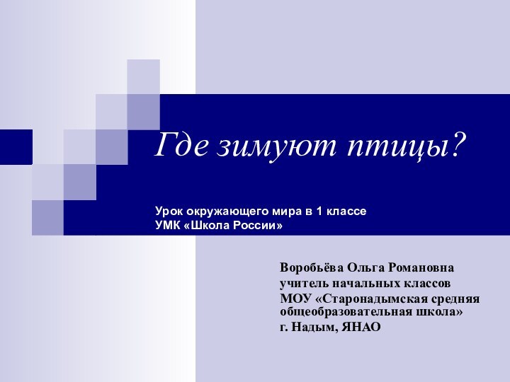 Где зимуют птицы?  Урок окружающего мира в 1 классе УМК «Школа