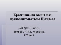 Крестьянская война под предводительством Пугачева