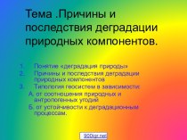 Причины и последствия деградации природных компонентов