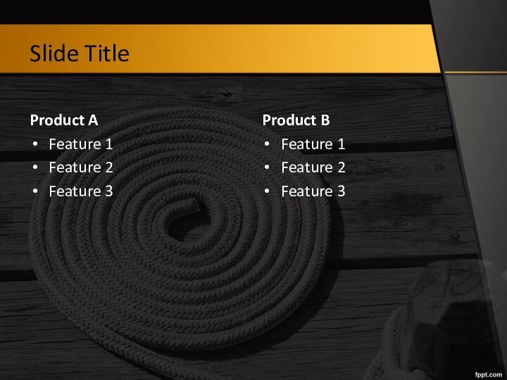 Slide TitleProduct AFeature 1Feature 2Feature 3Product BFeature 1Feature 2Feature 3