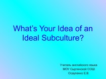 WHAT’S YOUR IDEA OF AN IDEAL SUBCULTURE (ЧТО ВЫ ДУМАЕТЕ ОБ ИДЕАЛЬНОЙ СУБКУЛЬТУРЕ)