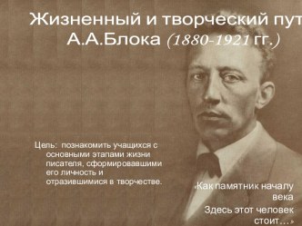 Жизненный и творческий путь А.А.Блока (1880-1921 гг.)