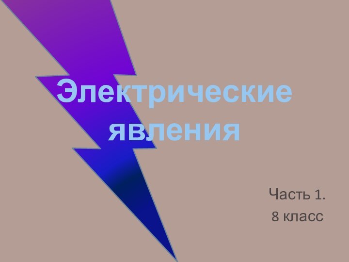 Электрические явленияЧасть 1.8 класс