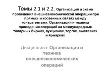 Организация и техника проведения операций на международных товарных биржах