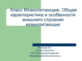 Класс Млекопитающие. Общая характеристика и особенности внешнего строения млекопитающих