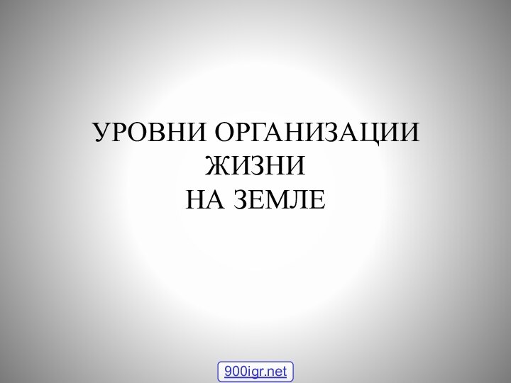 УРОВНИ ОРГАНИЗАЦИИ  ЖИЗНИ НА ЗЕМЛЕ