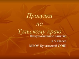 Прогулки по Тульскому краю