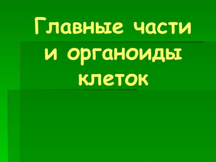 Главные части  и органоиды клеток