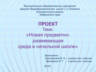 Новая предметно-развивающая среда в начальной школе