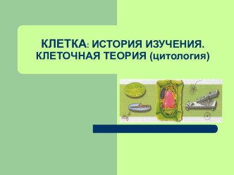 КЛЕТКА: ИСТОРИЯ ИЗУЧЕНИЯ. КЛЕТОЧНАЯ ТЕОРИЯ (цитология)