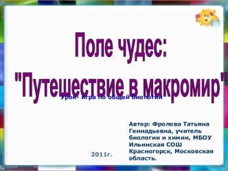 Игра-урок по общей биологии Путешествие в макромир