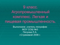 Агропромышленный комплекс. Легкая и пищевая промышленность