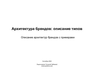 Архитектура брендов: описание типов. Описание архитектур брендов с примерами