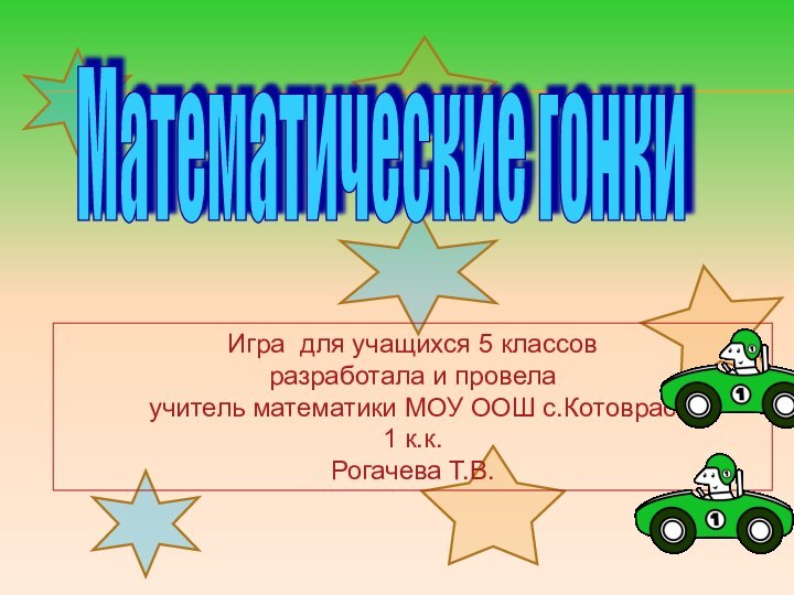 Игра для учащихся 5 классов разработала и провела  учитель математики МОУ