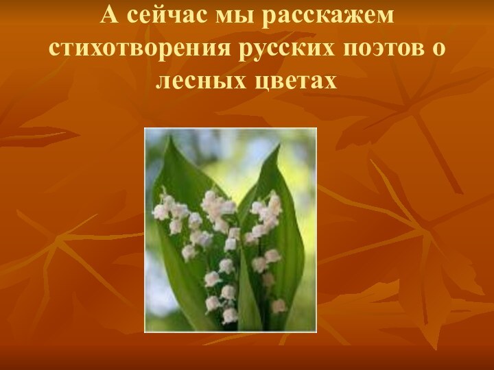 А сейчас мы расскажем стихотворения русских поэтов о лесных цветах