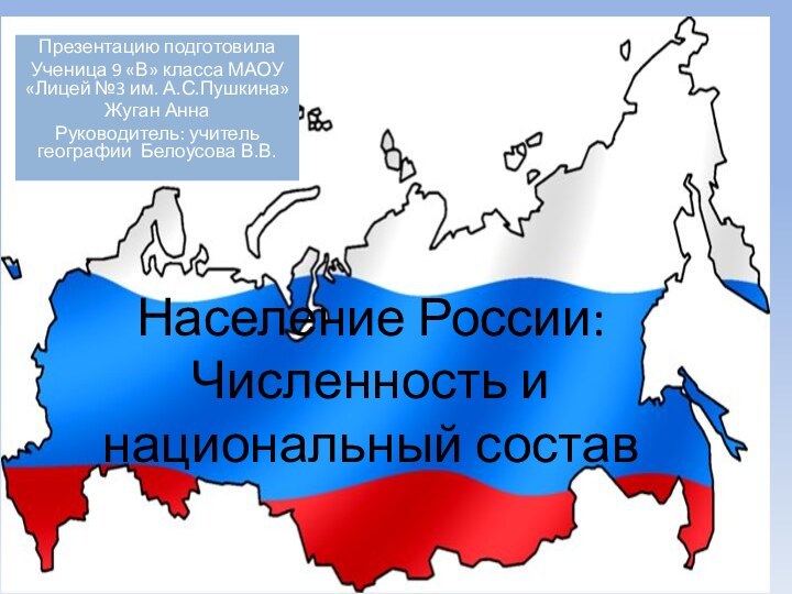 Население России: Численность и национальный составПрезентацию подготовила Ученица 9 «В» класса МАОУ