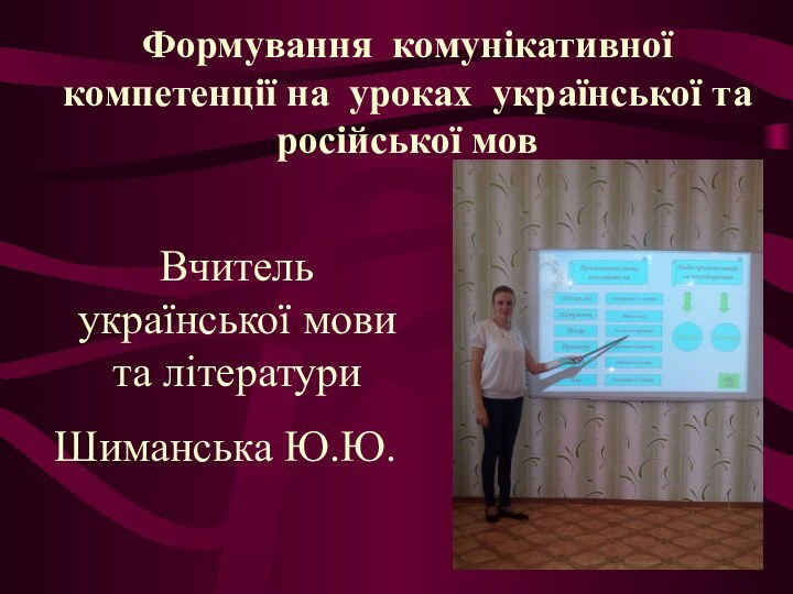 Формування комунікативної компетенції на уроках української та російської мов Вчитель