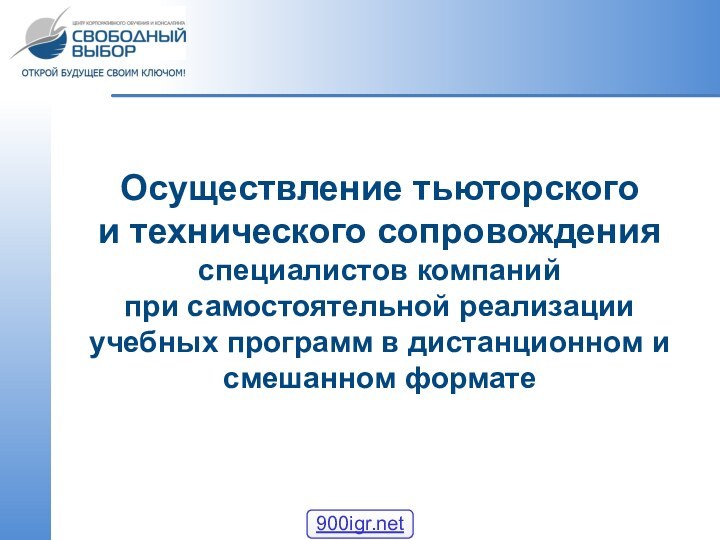 Осуществление тьюторского и технического сопровождения специалистов компаний при самостоятельной реализации учебных программ