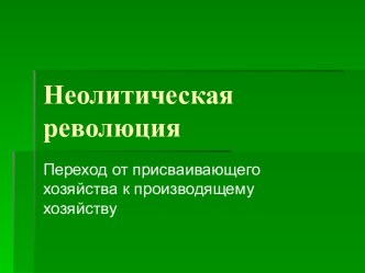 Неолитическая революция. Переход от присваивающего хозяйства к производящему