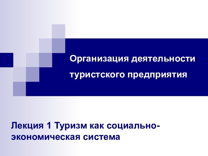 Организация деятельности туристского предприятия Лекция 1 Туризм как социально-экономическая система