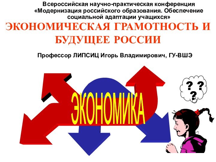 Всероссийская научно-практическая конференция «Модернизация российского образования. Обеспечение социальной адаптации учащихся»ЭКОНОМИЧЕСКАЯ ГРАМОТНОСТЬ И