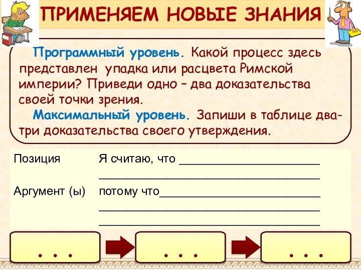 Программный уровень. Какой процесс здесь представлен упадка или расцвета Римской империи? Приведи