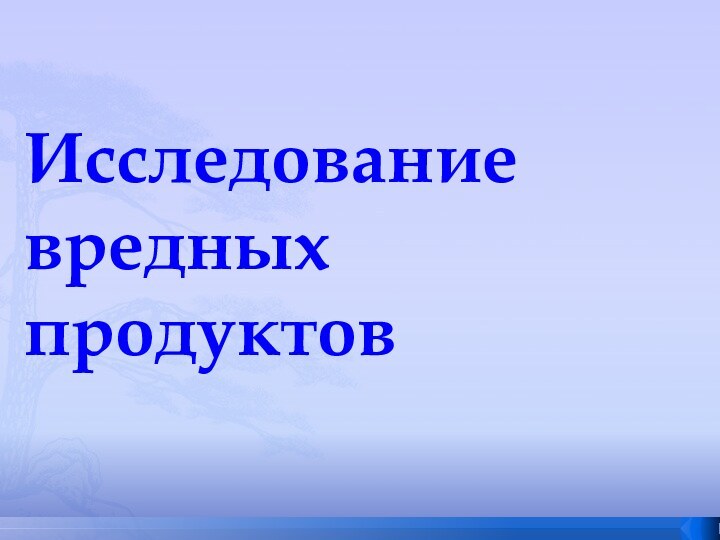 Исследование вредных продуктов