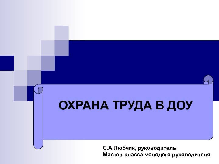 ОХРАНА ТРУДА В ДОУС.А.Любчик, руководительМастер-класса молодого руководителя