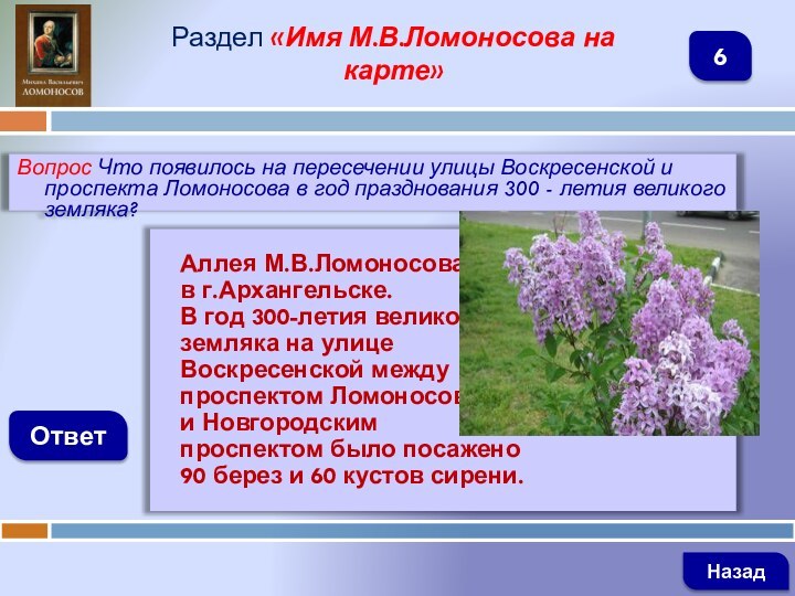 Вопрос Что появилось на пересечении улицы Воскресенской и проспекта Ломоносова в год