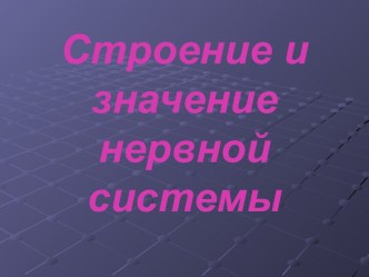 Строение и значение нервной системы